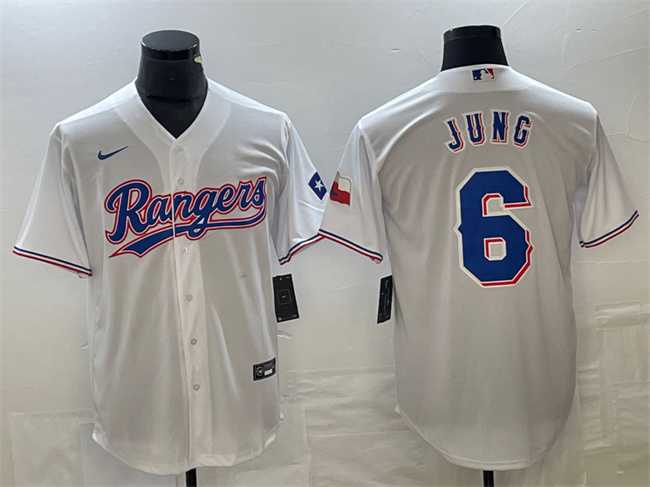 Mens Texas Rangers #6 Josh Jung White With Patch Cool Base Stitched Baseball Jersey->texas rangers->MLB Jersey